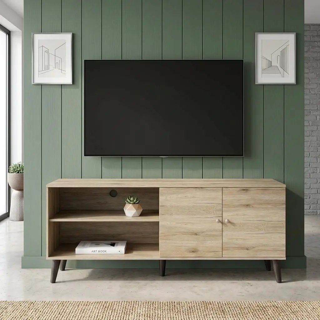 Amidon TV Stand With Storage Shelves and Cabinet