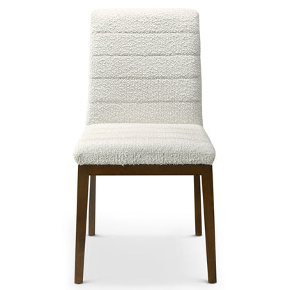 HouseOfZazla modern dining chair with cream boucle upholstery and solid wood base on Tampa Home & Garden Store