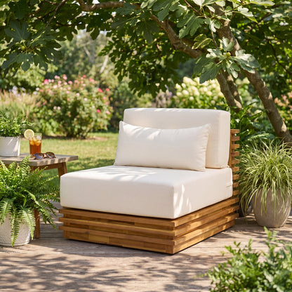 Oversized Outdoor Chair with Acacia Wood Frame