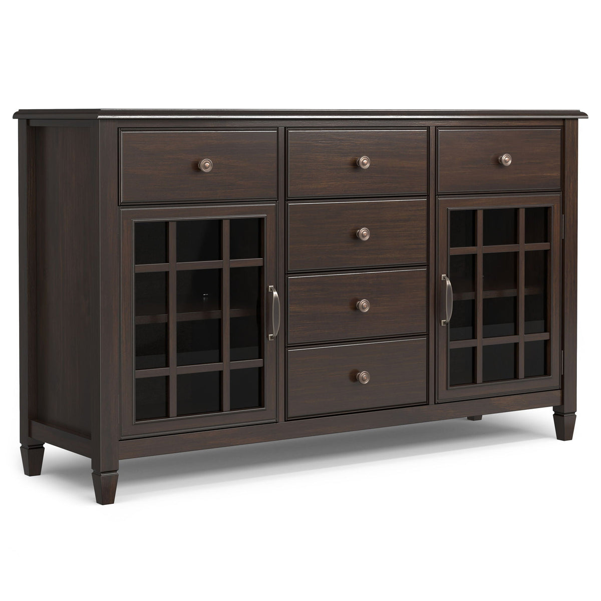 Connaught Sideboard Buffet with glass doors and ample storage in dark brown finish on Tampa Home & Garden Store