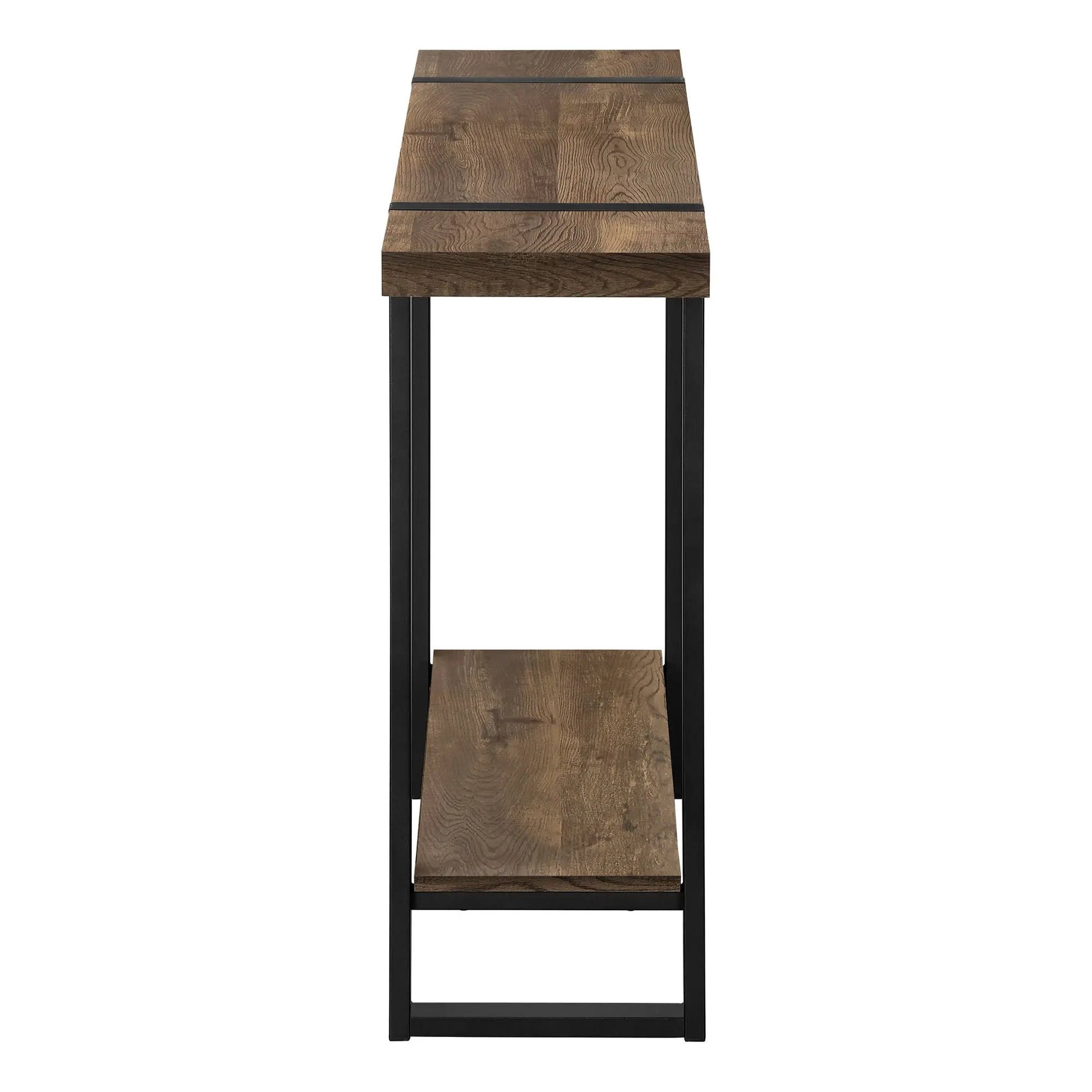 Accent Console Table For Entryway wood veneer shelves on black metal frame three-tier design on Tampa Home & Garden Store