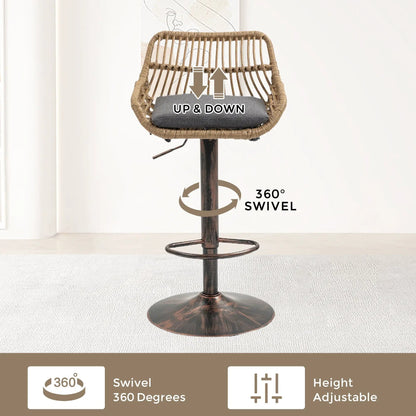 Modern Swivel Bar Stools with Footrest Set of 2