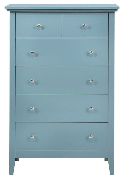 Hammond Chest blue accent dresser with silver knob pulls on Tampa Home & Garden Store