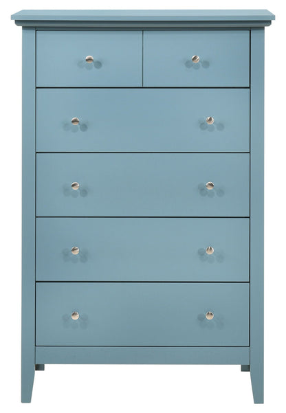 Accent chest in blue with real wood veneer and nickel hardware by HouseOfZazla on Tampa Home & Garden Store