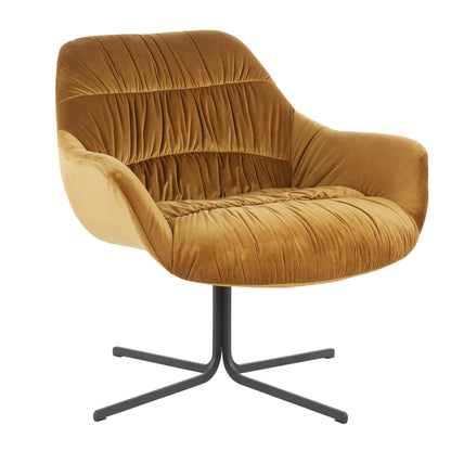 Contemporary swivel lounge chair mustard velvet with 360 rotation and metal base HouseOfZazla on Tampa Home & Garden Store