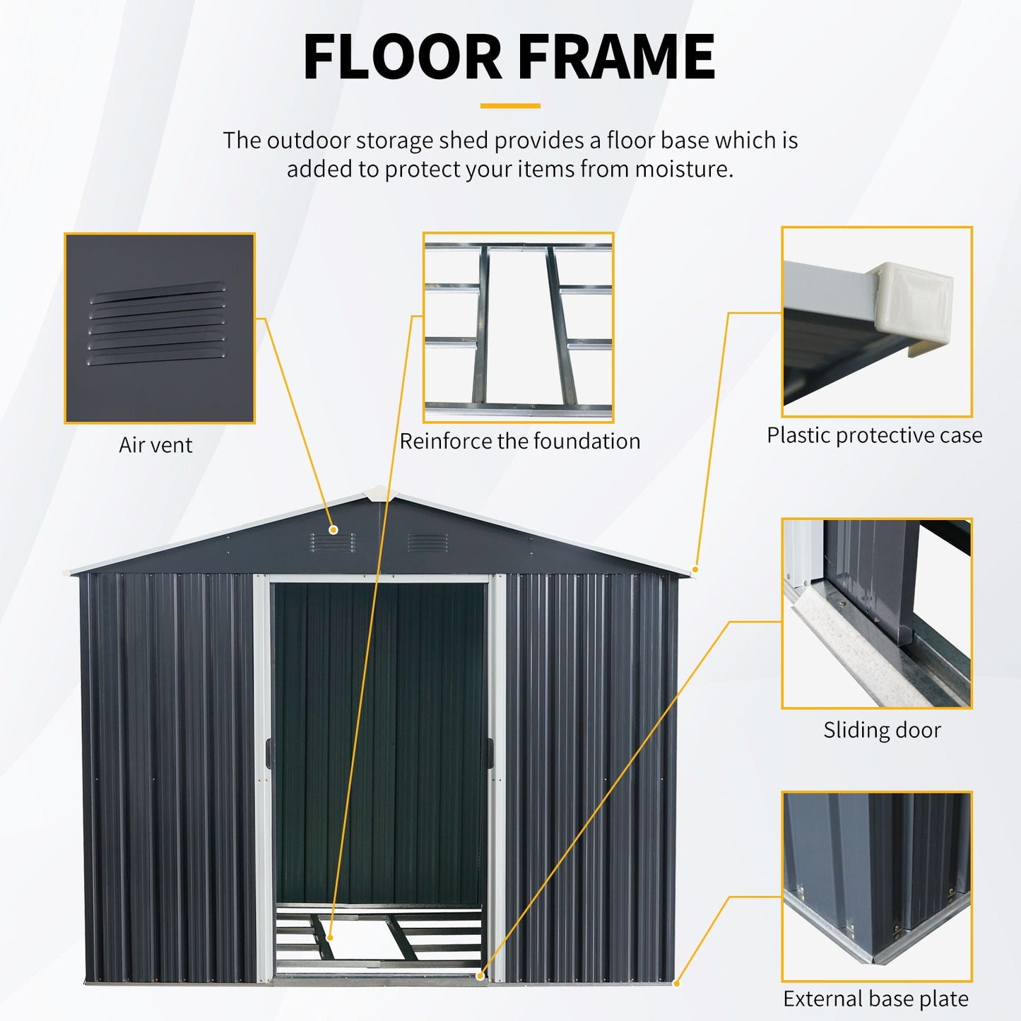Outdoor Metal Storage Shed And Floor Base