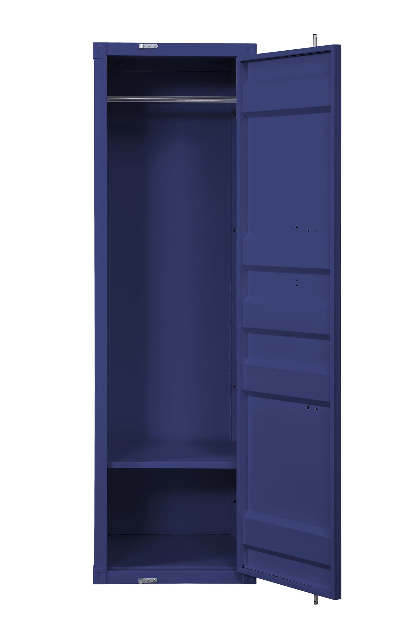 Cargo wardrobe blue metal triple wardrobe HouseOfZazla, door shows hanging rail and shelf on Tampa Home & Garden Store