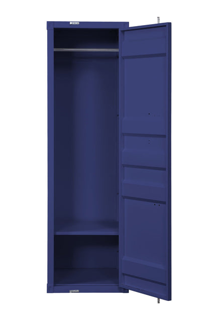 Cargo wardrobe blue metal triple wardrobe HouseOfZazla, door shows hanging rail and shelf on Tampa Home & Garden Store
