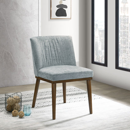 Mid-Century Dining Chair Set of 2 with blue-gray upholstery and solid wood legs on Tampa Home & Garden Store