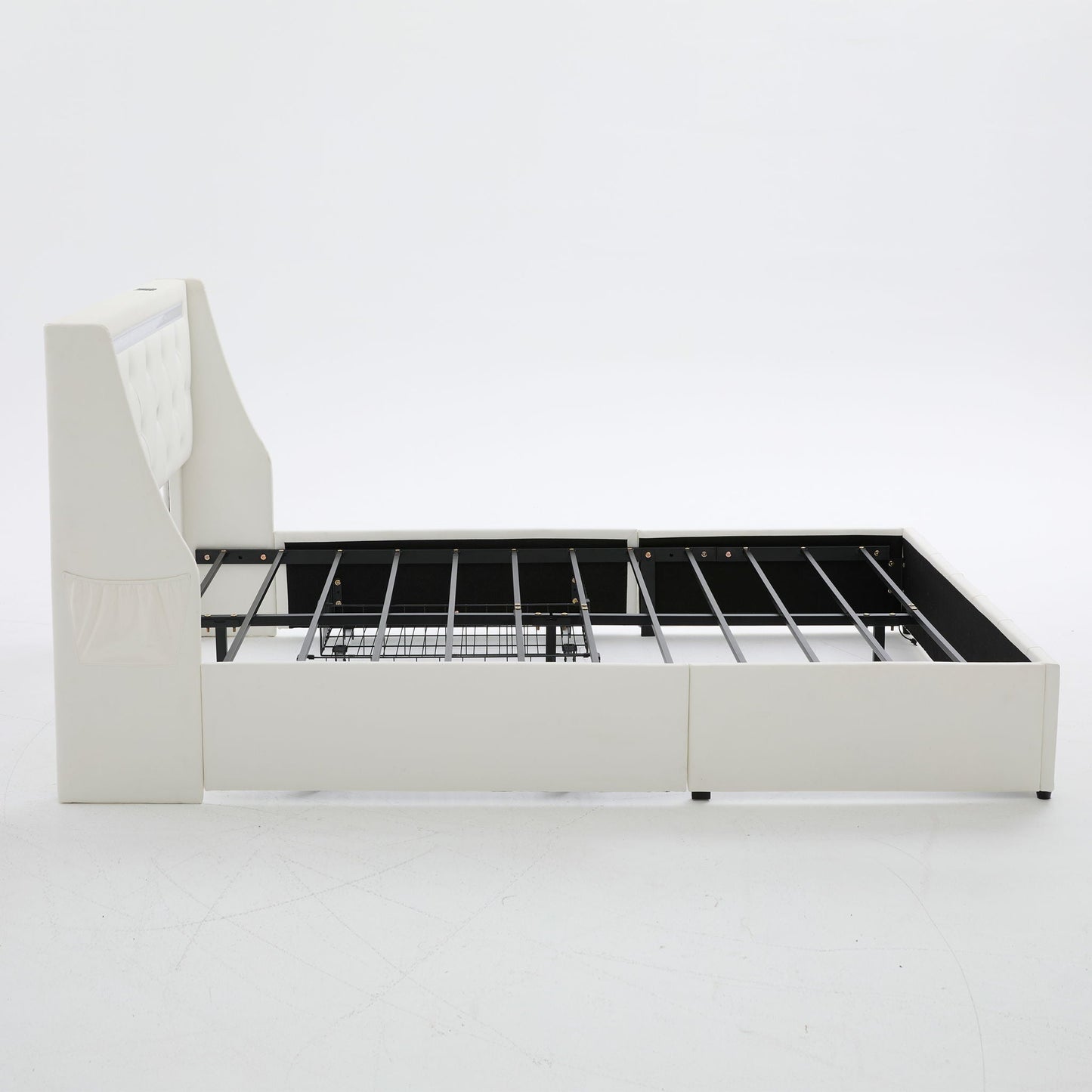 Wingback Upholstered Bed Frame Led and Usb
