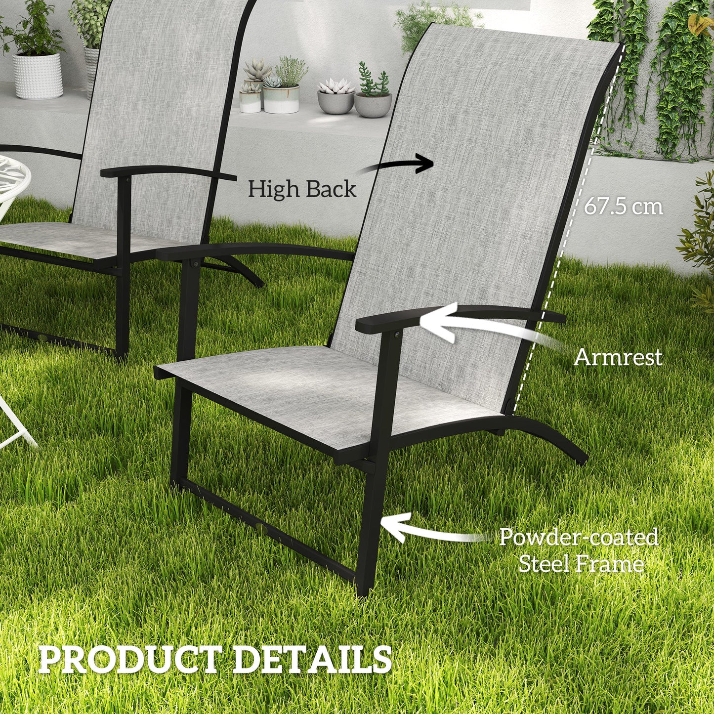 Portable Folding Patio Chairs and Metal Frame