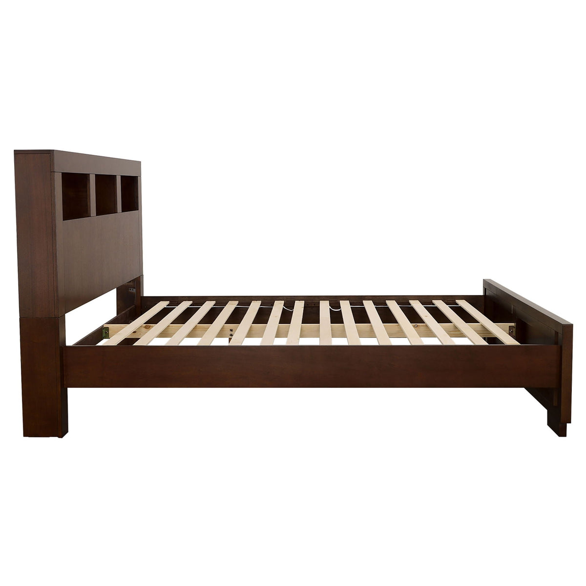 Ardino California King Bed with Bookcase Headboard cappuccino finish dark wood by HouseOfZazla on Tampa Home & Garden Store