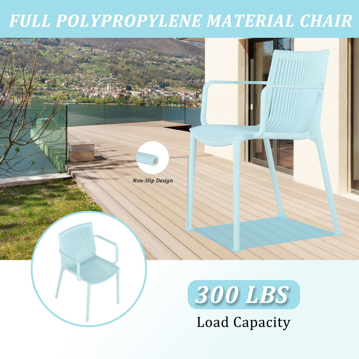 4 Stackable Plastic Chairs and Round Table