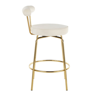 Glam Counter Stool with Swivel Seat, white upholstery, gold metal frame, HouseOfZazla on Tampa Home & Garden Store