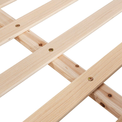 Trundle bed slat frame in light pine with visible screws on Tampa Home & Garden Store