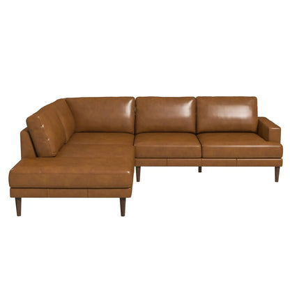 Corbin L-shaped sectional sofa tan brown leather with left chaise by Unique Piece Furniture on Tampa Home & Garden Store