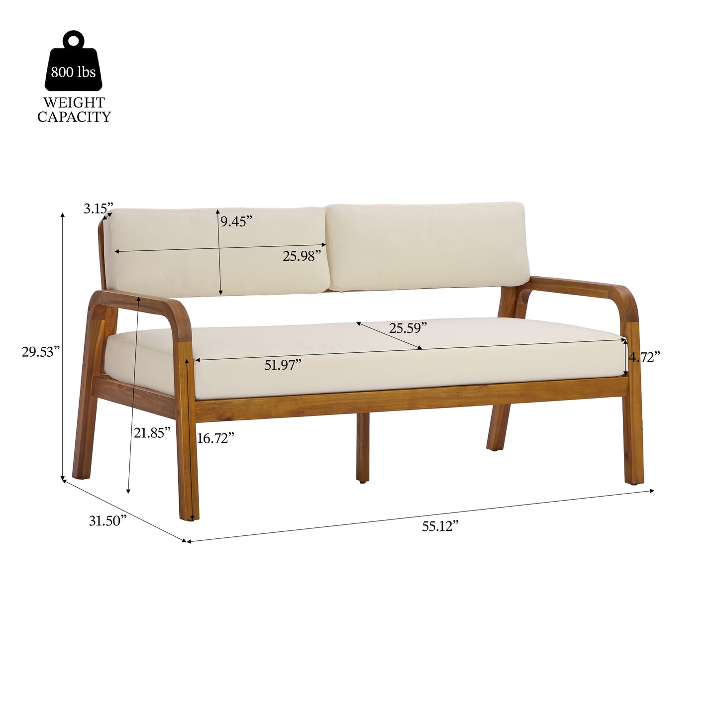 4-Piece Teak Outdoor Sofa Set with Ivory Cushions by HouseOfZazla for patio use on Tampa Home & Garden Store