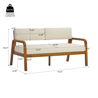 4-Piece Teak Outdoor Sofa Set with Ivory Cushions by HouseOfZazla for patio use on Tampa Home & Garden Store