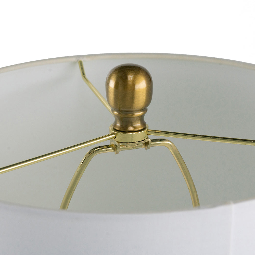 Teardrop Silhouette Table Lamp brass metal frame with white shade and round finial HouseOfZazla on Tampa Home & Garden Store