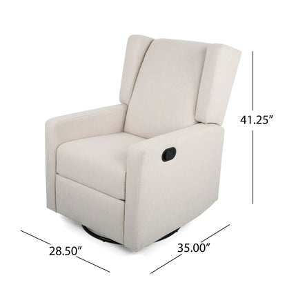Landau fabric upholstered swivel recliner by Unique Piece Furniture in beige on Tampa Home & Garden Store