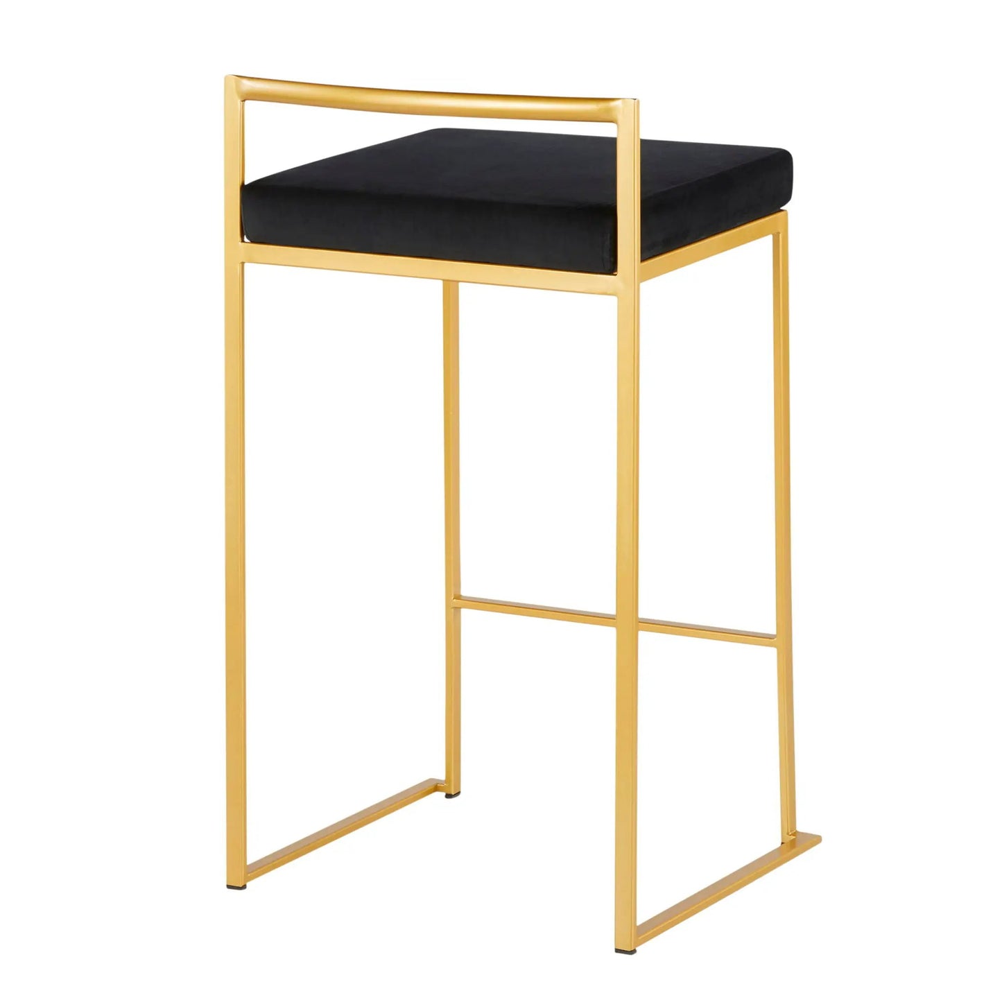 Fuji Contemporary Glam Counter Stool set of 2 with black cushion and gold frame on Tampa Home & Garden Store