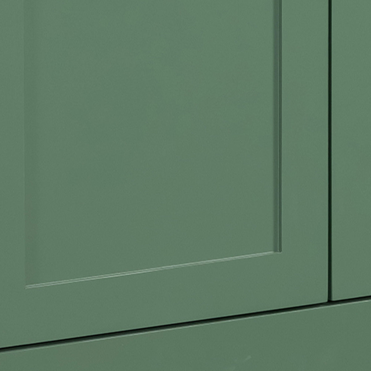 Green solid wood bathroom vanity with storage cabinet doors on Tampa Home & Garden Store