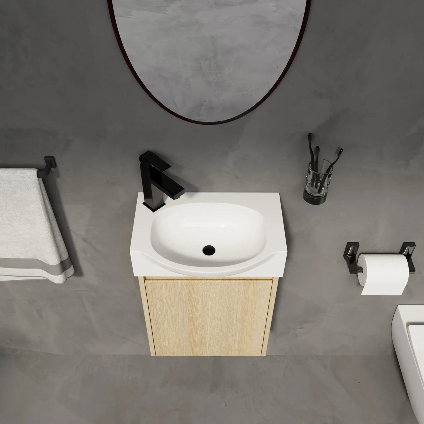 Modern Bathroom Vanity with Ceramic Basin Sink