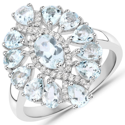 Ring, 1.89ct genuine aquamarine with white topaz halo, .925 sterling silver by Bids.com on Tampa Home & Garden Store