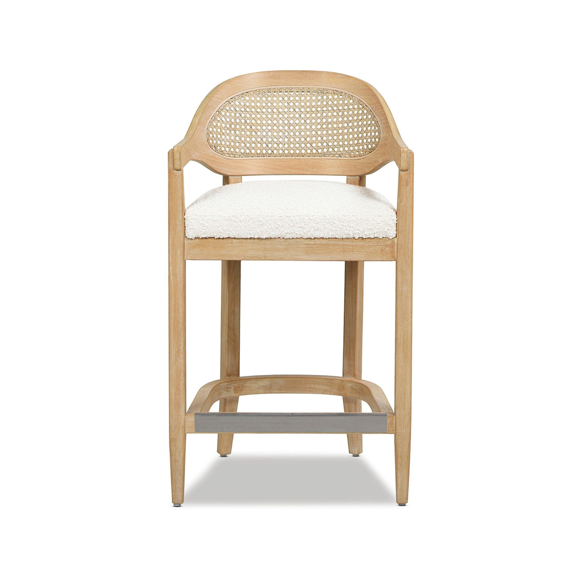 Mid-Century Modern cane back counter stool by HouseOfZazla with barrel back and beige seat on Tampa Home & Garden Store