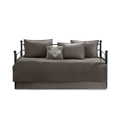 6 Piece Reversible Daybed Cover Set Dark by HouseOfZazla; quilted brown bedding on Tampa Home & Garden Store