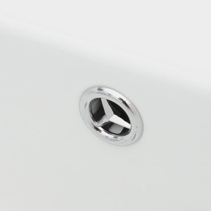 Wall mounted bathroom sink with chrome drain ring on white vanity base by HouseOfZazla on Tampa Home & Garden Store