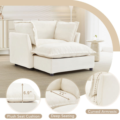 Modern Fabric Armchair with a Movable Ottoman
