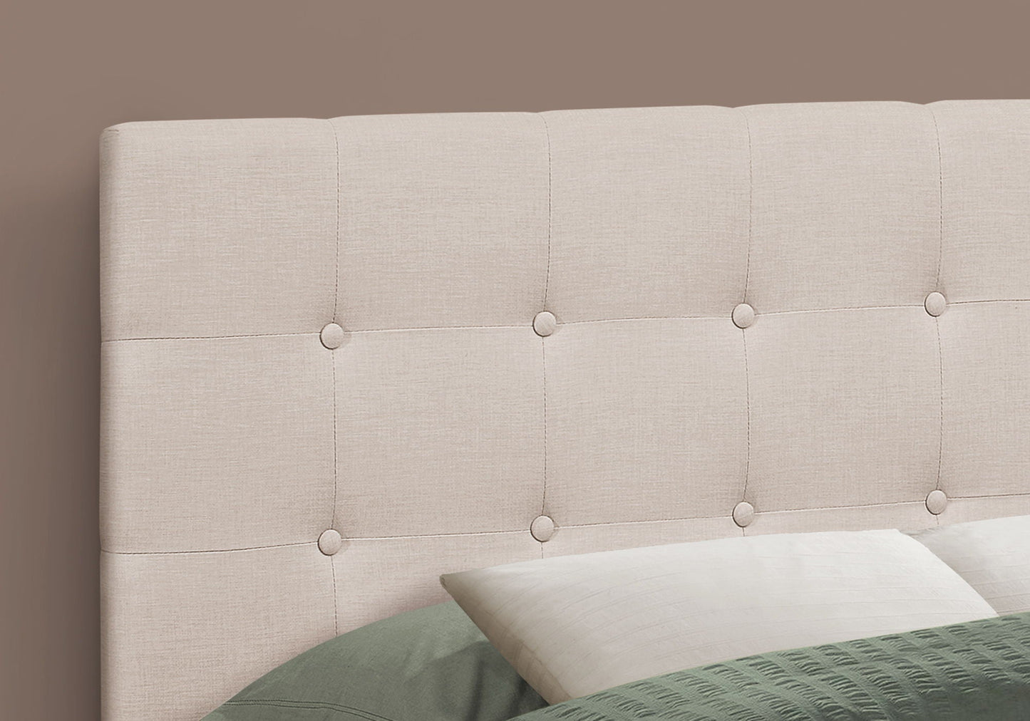 Full Size Beige Tufted Upholstered Headboard