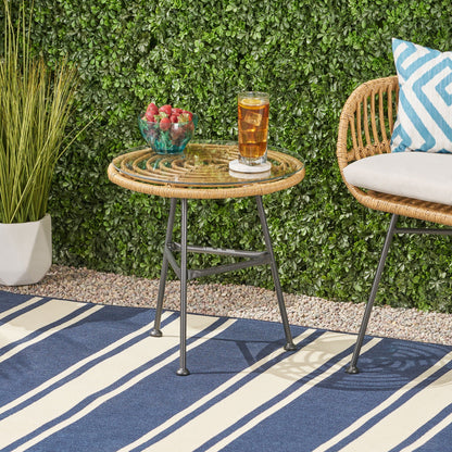 Petrichor Outdoor Side Table with Steel Frame