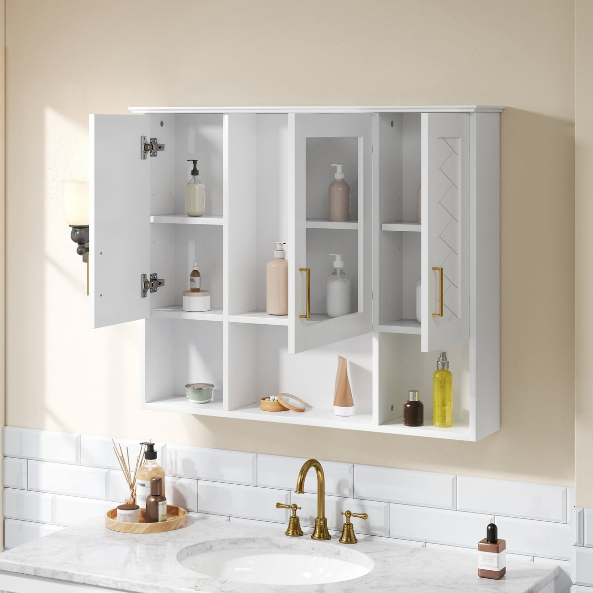 White wall medicine cabinet by HouseOfZazla with adjustable shelves and soft close doors on Tampa Home & Garden Store