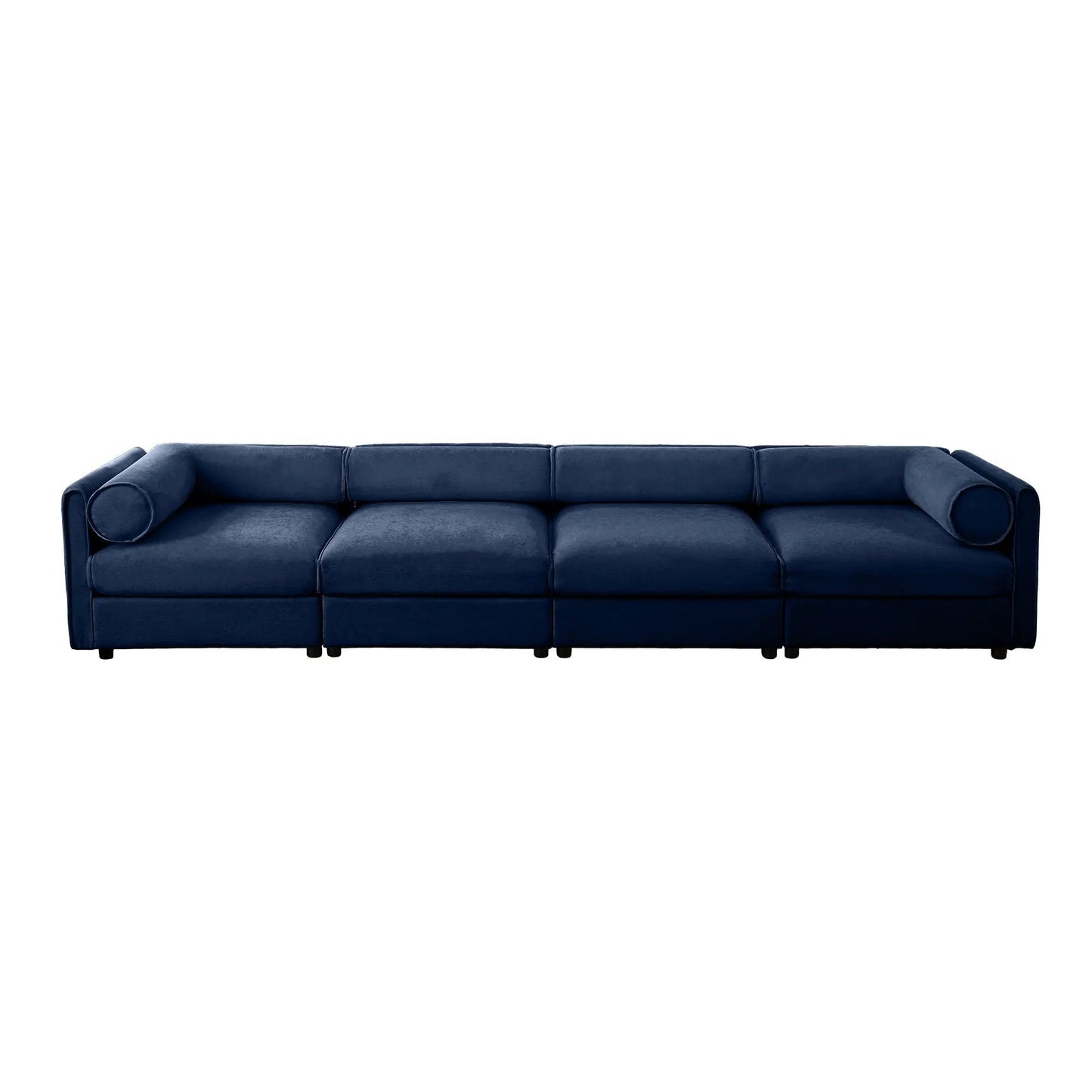 Stylish Sofa Storage Seat And Cylindrical Backrest blue 3-seat with bolster pillows on Tampa Home & Garden Store