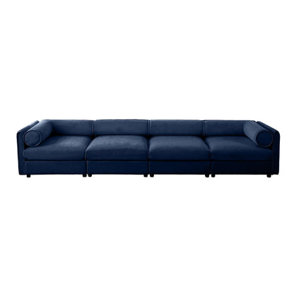Stylish Sofa Storage Seat And Cylindrical Backrest blue 3-seat with bolster pillows on Tampa Home & Garden Store