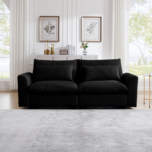Modern 2-seater corduroy sofa in black for contemporary living room on Tampa Home & Garden Store