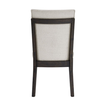 Soft upholstered dining chairs set of 2 with cushioned beige seat and dark brown wood frame on Tampa Home & Garden Store