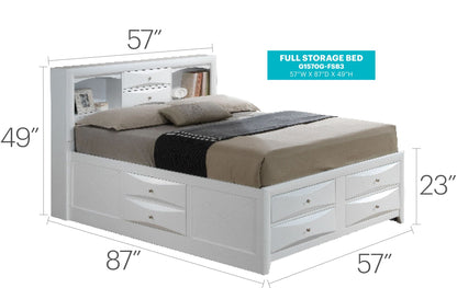 Modern Design Storage Bed with Bookcase Headboard in white with drawers by HouseOfZazla on Tampa Home & Garden Store