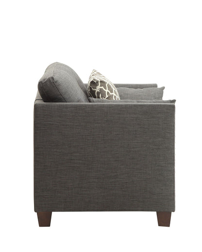 Laurissa armchair with 3 pillows in light charcoal fabric, dark wood legs HouseOfZazla on Tampa Home & Garden Store