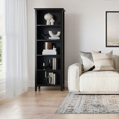 HouseOfZazla handcrafted solid wood standard bookcase with five shelves in black on Tampa Home & Garden Store