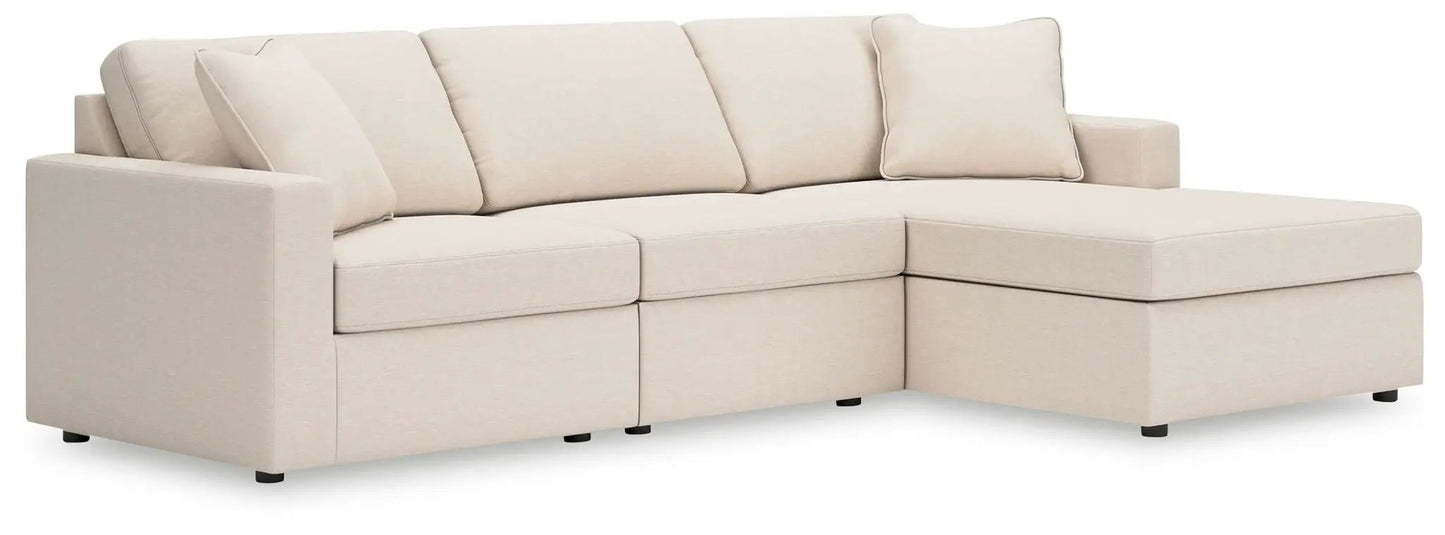 Modmax Sectional Oyster beige stationary sofa with chaise, linen upholstery on Tampa Home & Garden Store