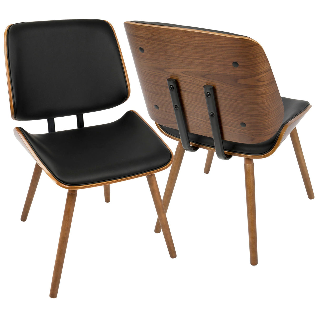 Mid-Century Modern Dining Chair Set walnut/black upholstery 2 chairs HouseOfZazla on Tampa Home & Garden Store