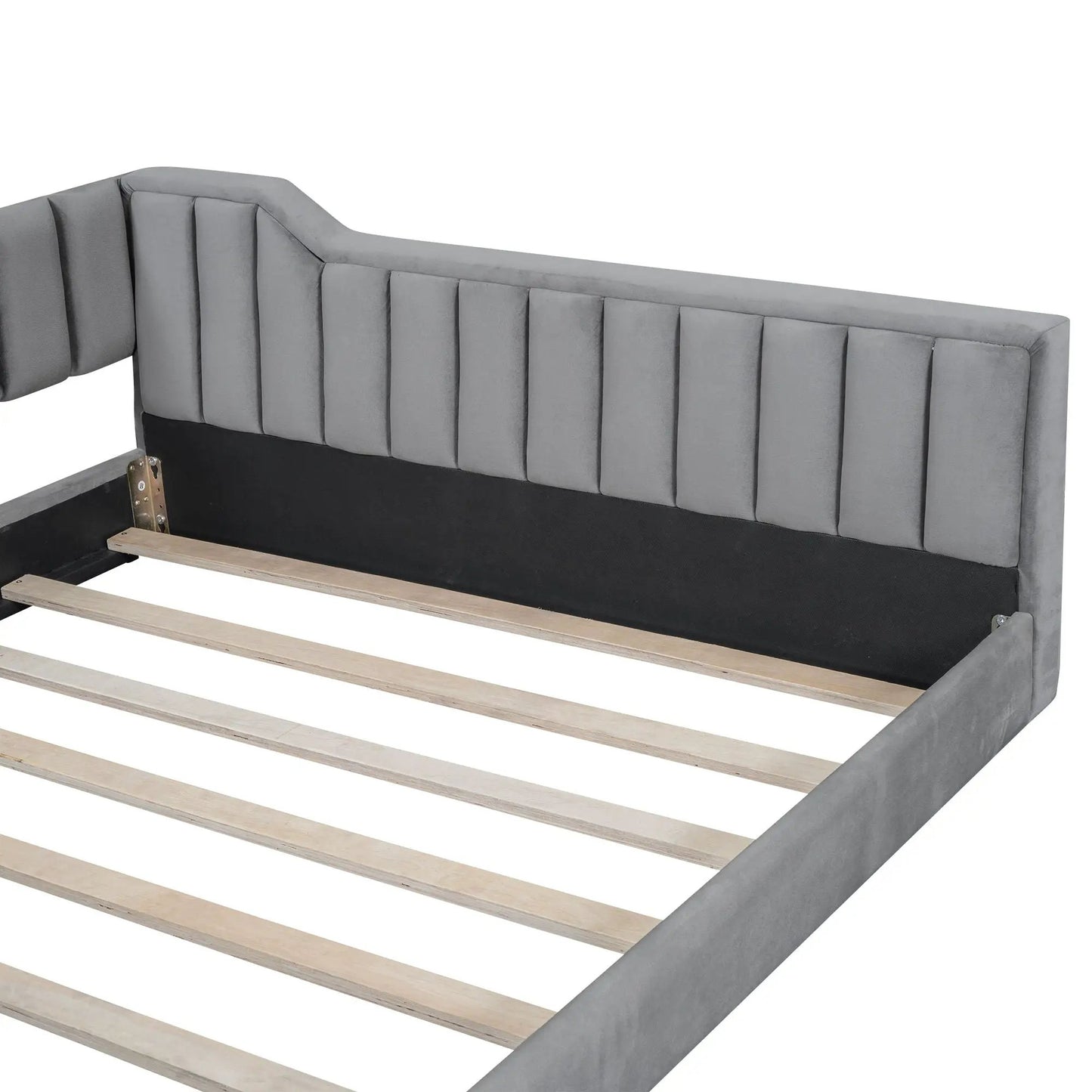 Daybed with side storage pocket, gray upholstered with tufting, by Unique Piece Furniture on Tampa Home & Garden Store