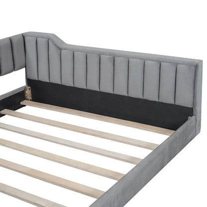 Daybed with side storage pocket, gray upholstered with tufting, by Unique Piece Furniture on Tampa Home & Garden Store