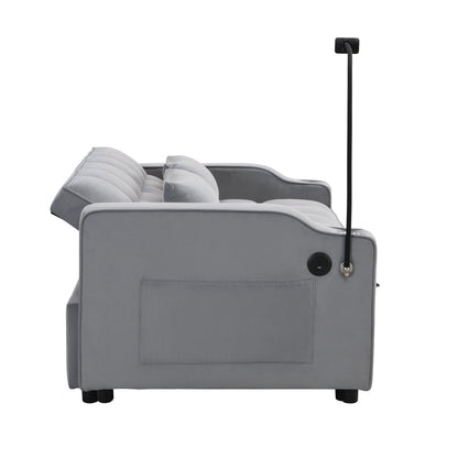 Modern Velvet Loveseat Futon Sofa with Pullout Bed gray upholstery HouseOfZazla on Tampa Home & Garden Store