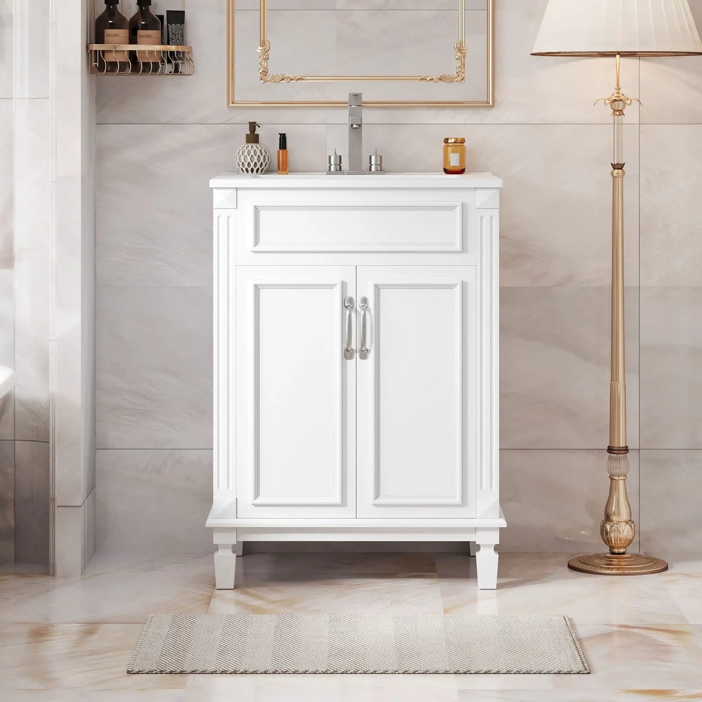 Bathroom vanity with top sink and two soft-closing doors by Unique Piece Furniture on Tampa Home & Garden Store