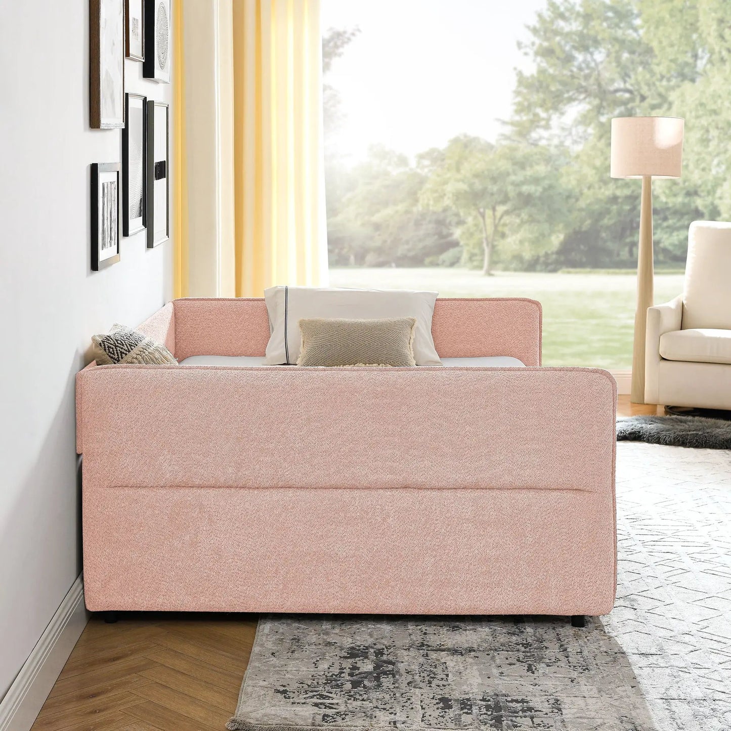 Upholstered pink daybed with 2 drawers, storage bed by Unique Piece Furniture on Tampa Home & Garden Store