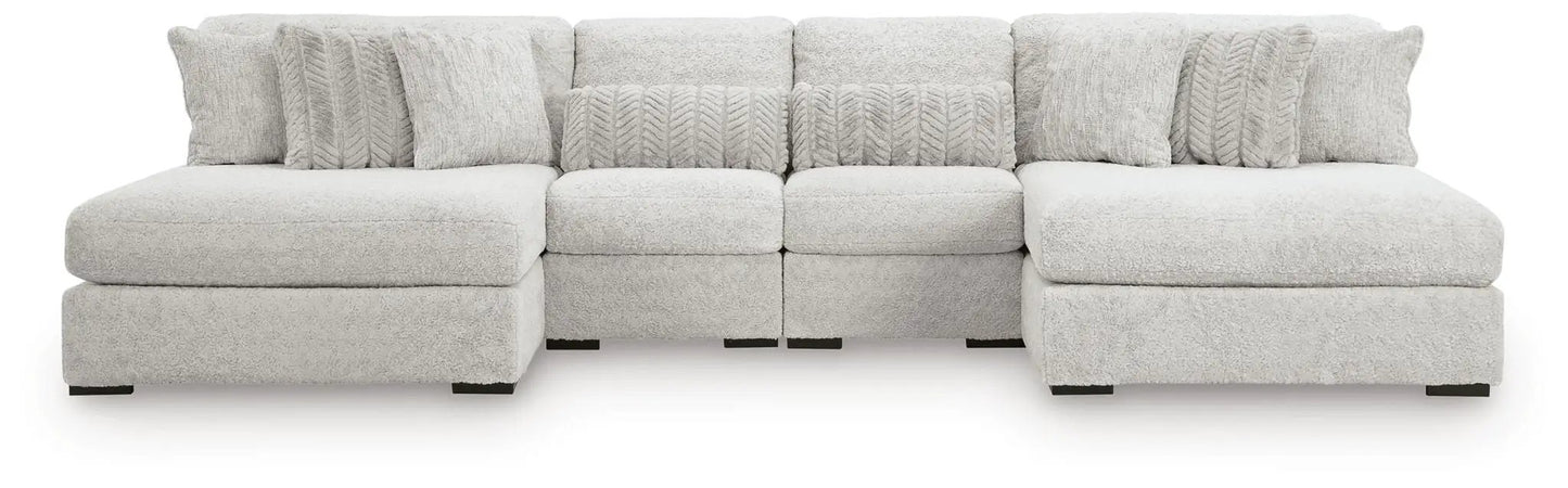 Cuddle Plush Sectional Sofa in light gray boucle fabric, stationary by Unique Piece Furniture on Tampa Home & Garden Store
